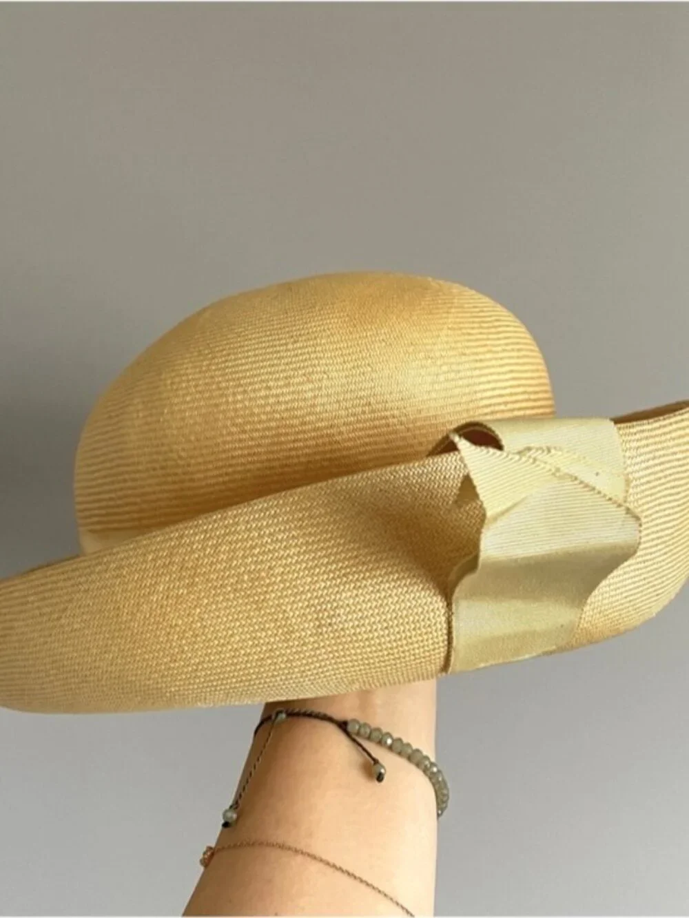 Vintage 60s Very Fine Straw Roller Hat w/ Upturned Brim - Small - Picture 2 of 10